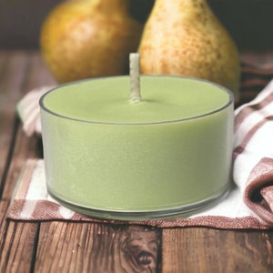 Vanilla Caramel Pear Scented Soy Candles Tealights Rustic Home Decor image 1