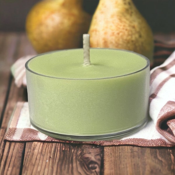 Vanilla Caramel Pear Scented Soy Candles Tealights Rustic Home Decor