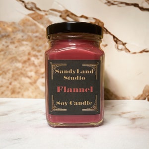 Flannel Scented Soy Candle Square Victorian Jar Rustic Farmhouse Decor Fragrance immagine 6