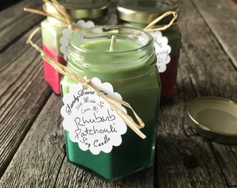 Rhubarb Patchouli Soy Candles Eco Wick, Scented Candle