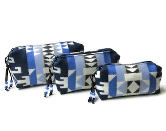 Pouches Purse Organizers Travel Bags Set Wool Zippered Blanket Wool Fabric from Pendleton