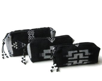 Pouches Purse Organizers Travel Bags Set of 3 Wool Zippered Wool Fabric from Pendleton