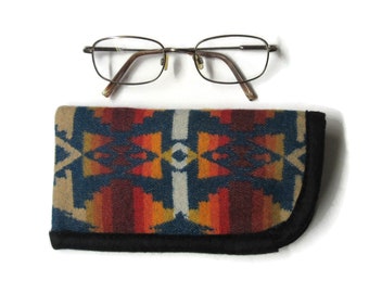 Eyeglasses Eyeglass Case Pouch Sunglasses Flannel Lined Durable Tribal Print Blanket Wool from Pendleton Woolen Mills