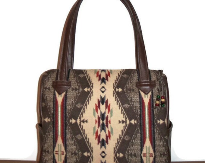 Pendleton Wool Purse Handbag Shoulder Bag Brown Leather Etsy