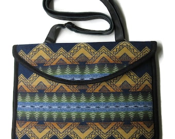 Portfolio Carrier Laptop Shoulder Office Bag Case Messenger Adjustable Leather Strap Blanket Wool Fabric