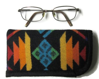 Eyeglass Case Pouch Sleeve Protection Sunglasses Flannel Lined Tribal Blanket Wool Fabric from Pendleton Woolen Mills