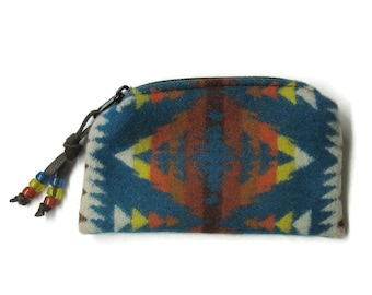 Zippered Pouch Coin Purse Change Purse Accessory Organizer Soft Wool from Pendleton Woolen Mills