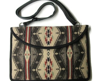 Portfolio Carrier Laptop Shoulder Office Bag Messenger Adjustable Black Leather Strap Blanket Wool from Pendleton Woolen Mills