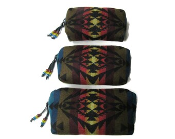 Purse Organizers Travel Bags Pouches Set of 3 Wool Zippered Wool Fabric from Pendleton Woolen Mills