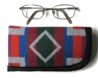 Eyeglass Case Pouch Sleeve Protection Sunglasses Tribal Blanket Wool Fabric from Pendleton Woolen Mills