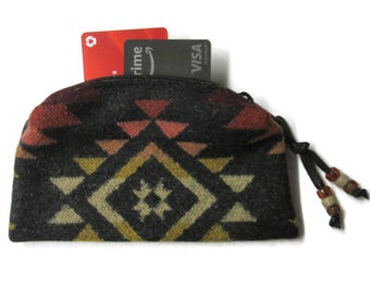 Pouch Zippered Change Coin Purse Make Up Clutch Bag Wool Fabric from Pendleton