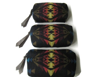 Pouches Set of 3 Wool Zippered Organizers Travel Bags Wool Fabric from Pendleton Woolen Mills
