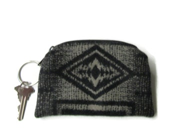 Key Ring Key Zippered Wool Pouch Change Coin Purse Blanket Wool Fabric from Pendleton Woolen Mills