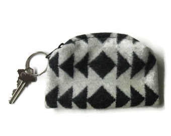 Key Ring Key Fob Zippered Wool Pouch Change Pouch Coin Purse Blanket Wool from Pendleton Woolen Mills