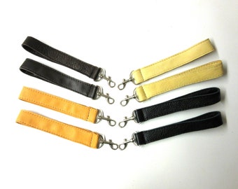 Wrist Strap Leather Swivel Latch Hook Add To Zippered Pouches Organizers For Wristlets Brown Yellow or Black