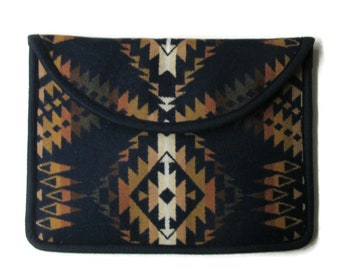 Laptop Cover 13" or 14" MacBook PRO or MacBook AIR Sleeve Case Tribal Inspired Blanket Wool Fabric from Pendleton Woolen Mills
