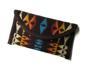 Wallet Clutch Tribal Inspired Blanket Wool Fabric from Pendleton Woolen Mills