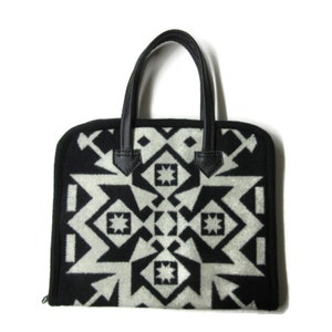 Jewelry Travel Tote Jewelry Display Black Leather Straps Blanket Wool Fabric from Pendleton Woolen Mills