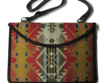 Portfolio Carrier Laptop Shoulder Office Bag Case Messenger Adjustable Leather Strap Blanket Wool Fabric