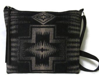 Purse Shoulder Cross Body Bag Harding Blanket Wool Fabric from Pendleton Woolen Mills Adjustable Strap