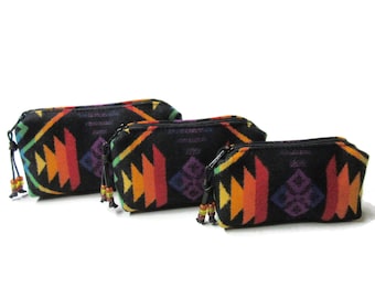 Pouches Purse Organizers Travel Bags Set of 3 Wool Zippered Blanket Wool Fabric from Pendleton Woolen Mills