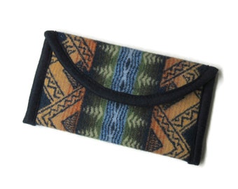 Wallet Clutch Bag American Treasures Blanket Wool Fabric from Pendleton Woolen Mills Magnetic Snap Closure Tribal Inspired