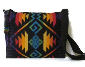 Purse Shoulder Cross Body Bag Adjustable Strap Blanket Wool Fabric From Pendleton Woolen Mills