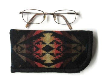 Eyeglasses Eyeglass Case Pouch Sunglasses Flannel Lined Durable Tribal Print Blanket Wool from Pendleton Woolen Mills