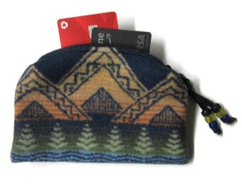 Coin Purse Change Accessory Organizer Zippered Pouch Blanket Wool Fabric from Pendleton Woolen Mills