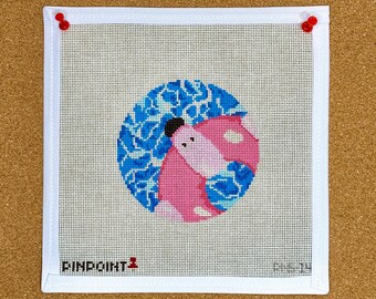 Flamingo Pool Float Needlepoint Canvas
