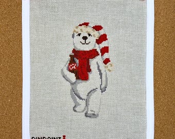 Holiday Cola Polar Bear Needlepoint Canvas