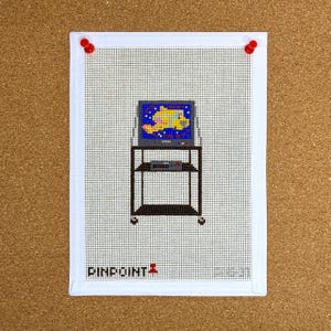 Magic School Bus Classroom TV Cart Needlepoint Canvas