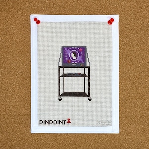 Bill Nye the Science Guy Classroom TV Cart Needlepoint Canvas