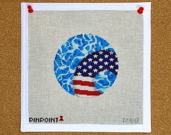 American Flag Pool Float Needlepoint Canvas