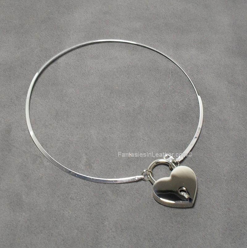 Sterling Silver Discreet Neckwire Collar With Padlock COL 145