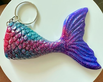 Sparkling Mermaid Siren Tail Keychain Keyfob