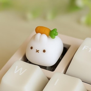 Cute Bunny Keycap, Cute Artisan Keycap for Mechanical Keyboard, Handmade Kawaii Keycap, Lovely Gift For Her
