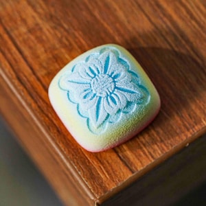 Cute Blue Mochi Keycap, Kawaii Cake Artisan Keycap for Cherry MX, Handmade Keyboard Gift for Girl Gamers & Food Fans