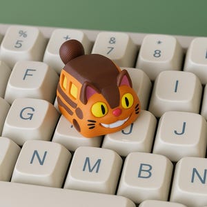Catbus Keycap, Cute Artisan Keycap for Mechanical Keyboard, Handmade Kawaii Keycap, Lovely Gift For Her, Anime Cat Keycap