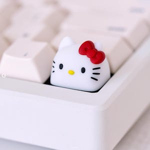 Cute Kitty Keycap, Cute Artisan Keycap for Mechanical Keyboard, Handmade Kawaii Keycap, Lovely Gift For Her, Anime Cat Keycap