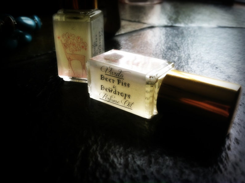 Deer Piss & Dewdrops Perfume Oil Roll On Champa Blossom Sandalwood Hay Absolute Oakmoss Musk image 1