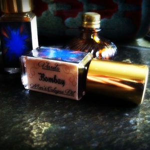 Eau de Cologne à bille Bombay pour hommes - Rouge musc, patchouli, masculin épicé, huile de Cologne pour hommes, parfum bohème pour hommes