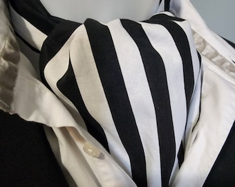 Black and white vertical stripes cotton cravat, necktie