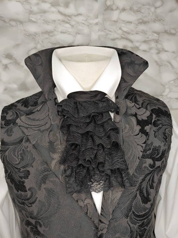 Jabot en dentelle noire cravate Etsy France