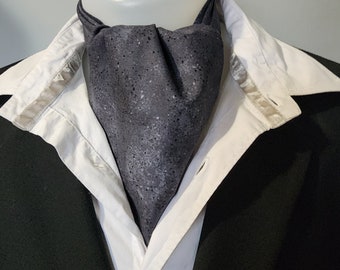 Speckled charcoal gray cotton cravat, necktie