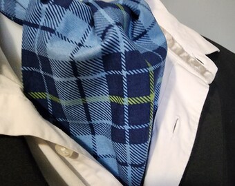 Blue Plaid cotton cravat, necktie