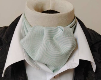 Cotton day cravat. Circles pattern in green. Neckties