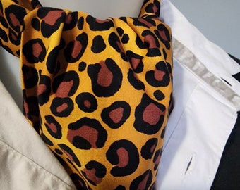 Leopard print cotton cravat, necktie