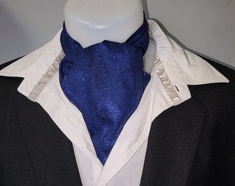 Speckled blue cotton cravat, necktie