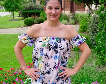 Ladies Off The Shoulder Top Dress sewing pattern tutorial PDF XS - 3XL